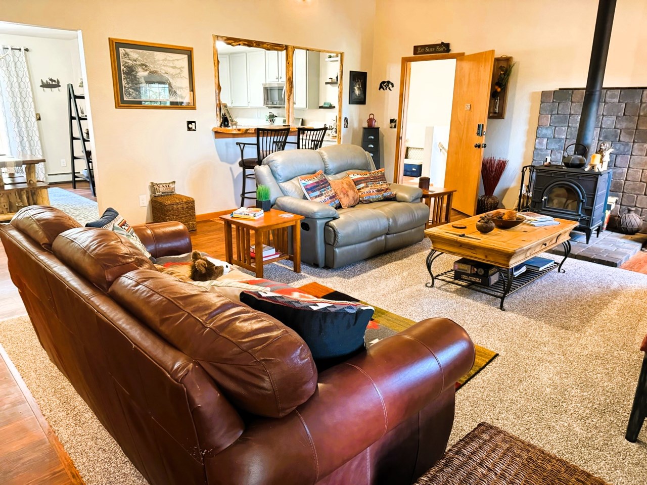 spacious living room opens to dining room and kitchen...