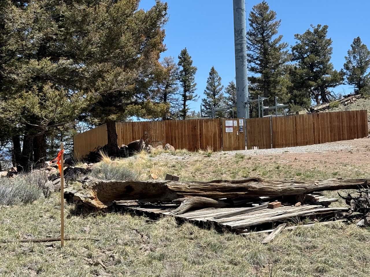 the property line with the cell tower lot