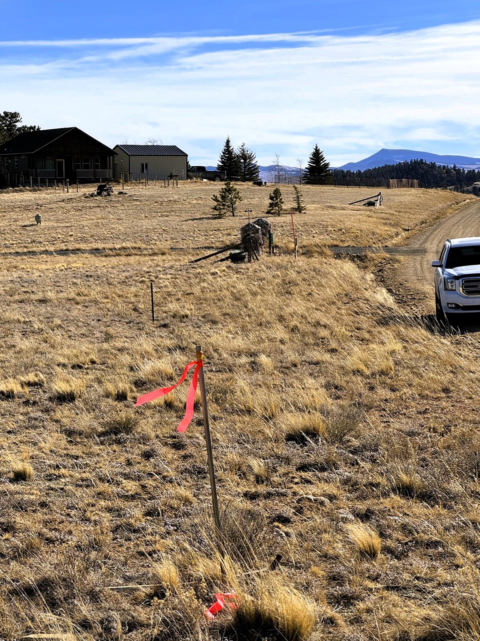 east northeast view across the front of the property along wagon wheel rd