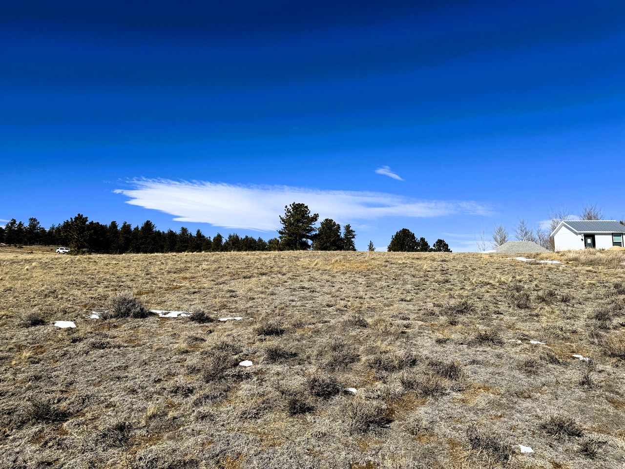 view from the southeast corner along the east property line toward the front of the lot