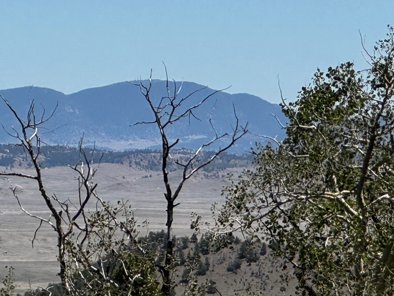 a zoomed view east to the mountains