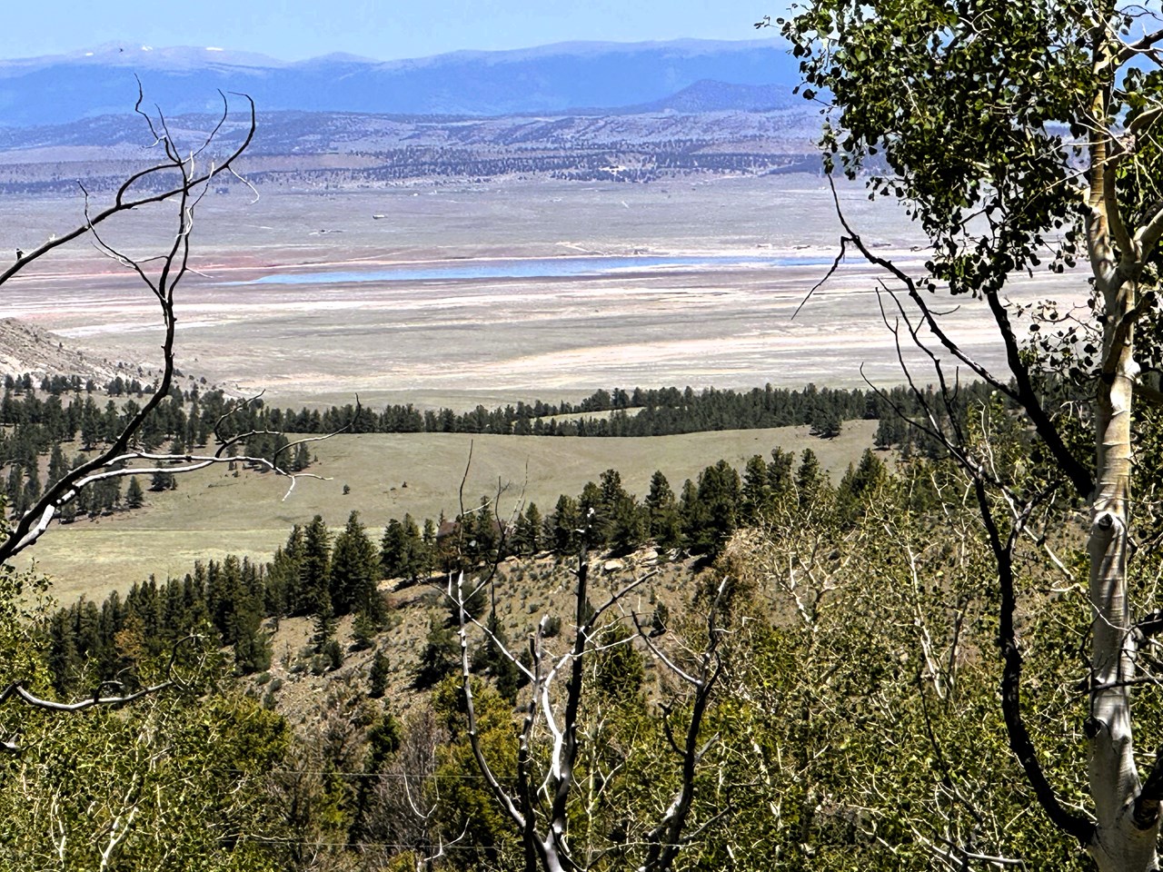 zoomed north from the property over the recently drained antero reservoir to the mosquito mountain range